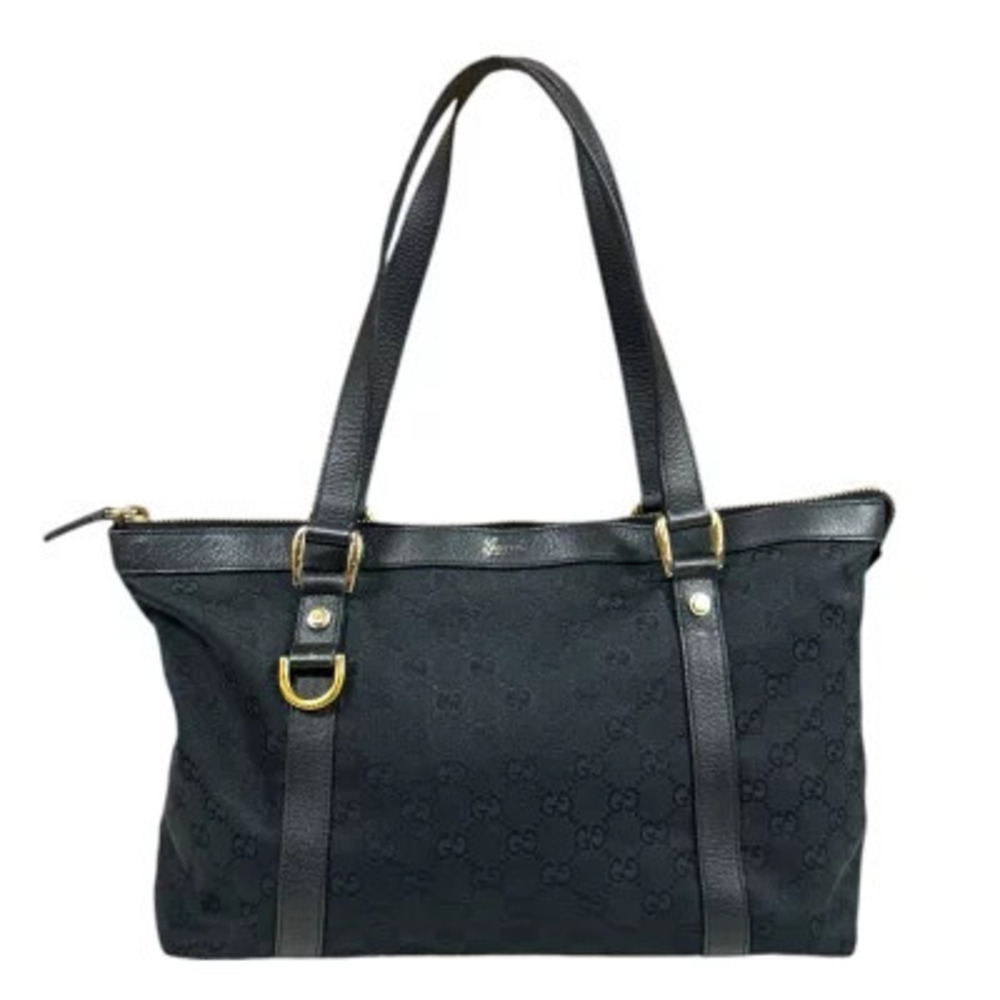 Gucci Abbey Tote Bag GG Canvas Black